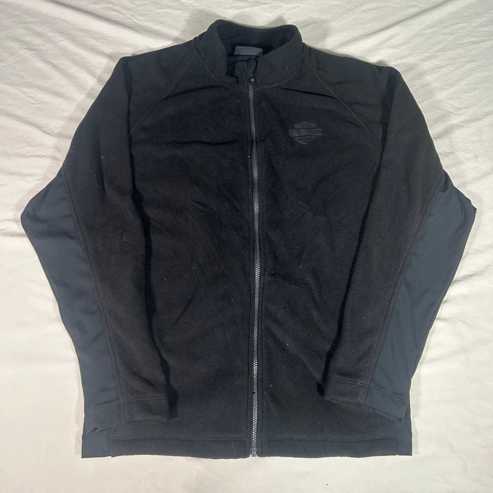Harley-Davidson Mens 2XL Black Fleece Full Zip Hybrid Jacket Bar & Shield Logo